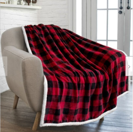 Red plaid flannel wool blanket