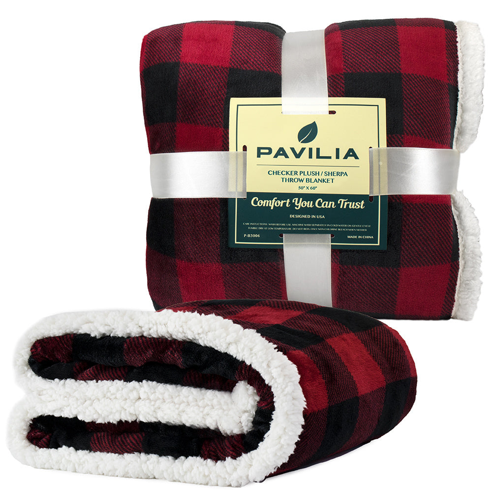 Red plaid flannel wool blanket