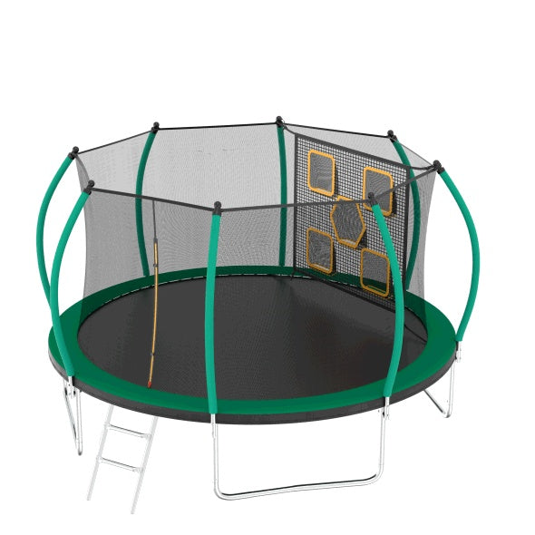 14FT Trampoline With Enclosure - Recreational Trampolines With Ladder, ASTM Approval Outdoor Trampoline For Kids