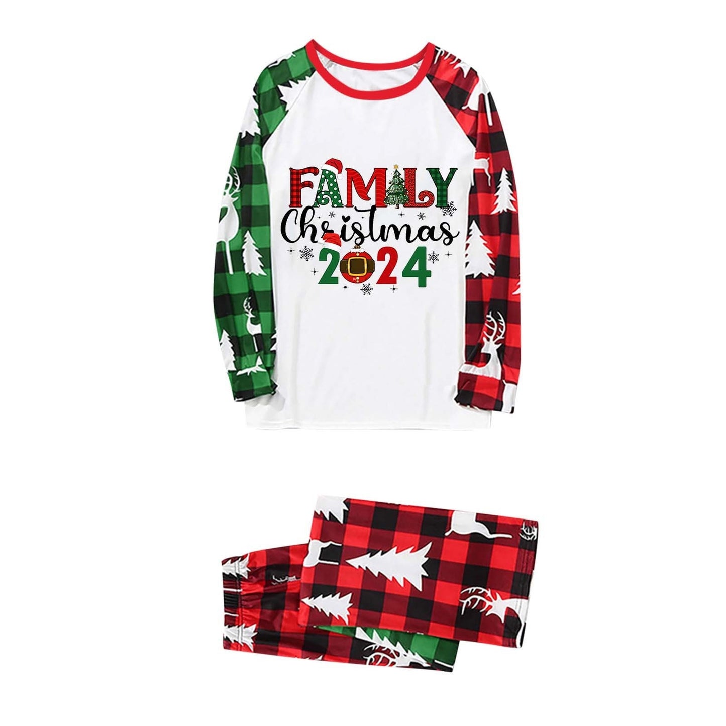 Parent-Child Christmas Homewear Suit Plaid Stitching Printing