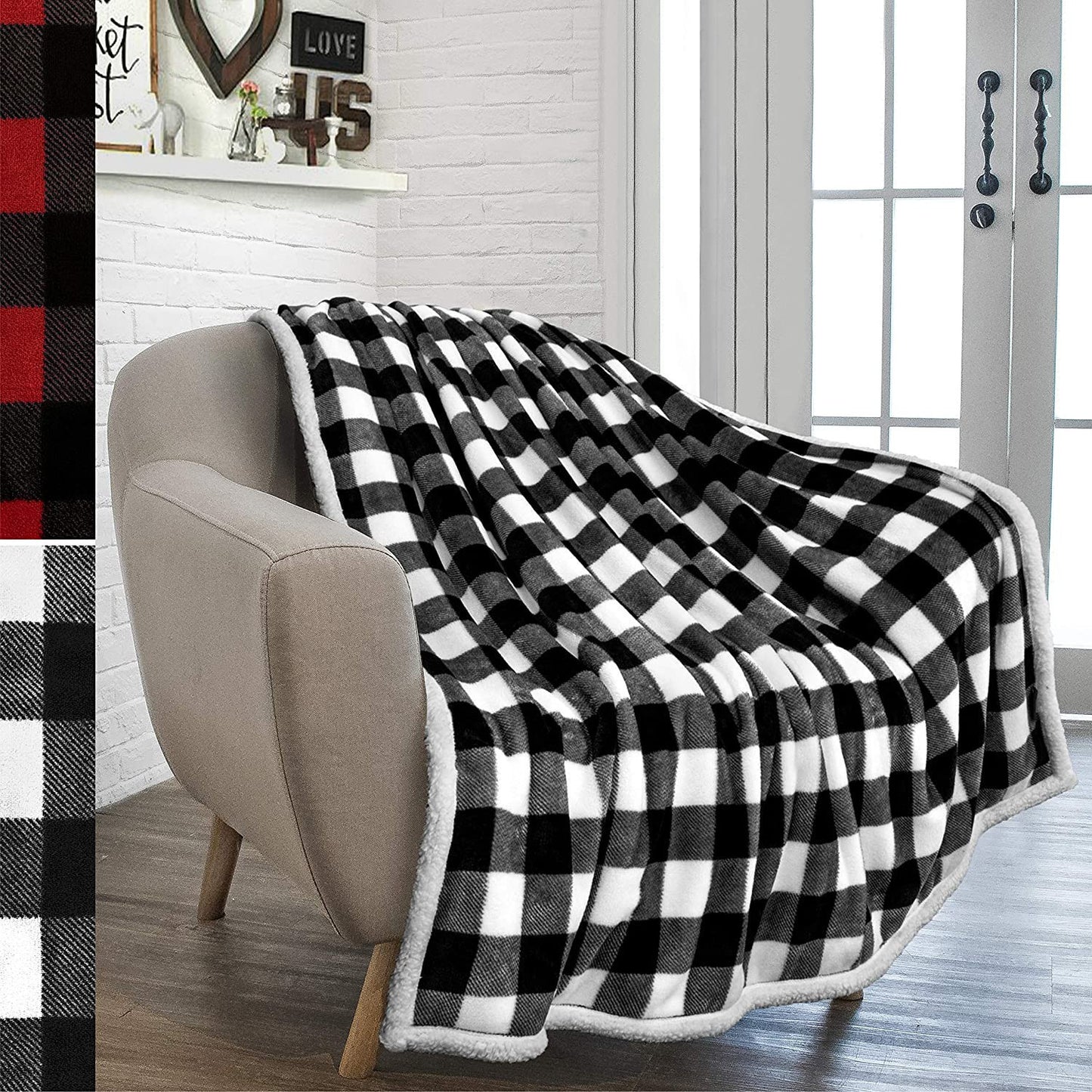 Red plaid flannel wool blanket