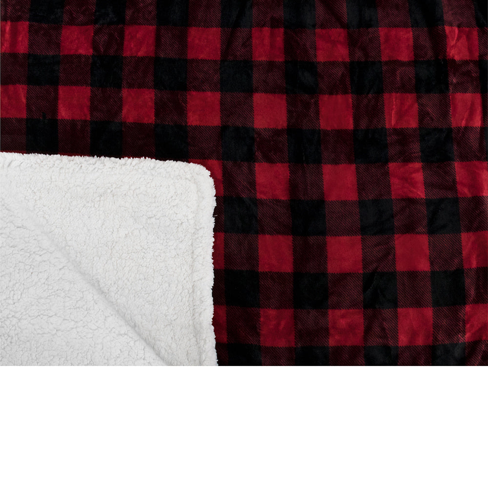 Red plaid flannel wool blanket