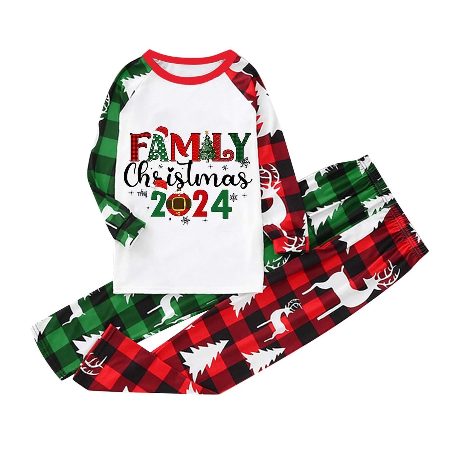 Parent-Child Christmas Homewear Suit Plaid Stitching Printing