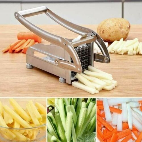 French Fries Potato Chip Cutter Stainless Steel Slicer Chipper Chopper 2 Blades