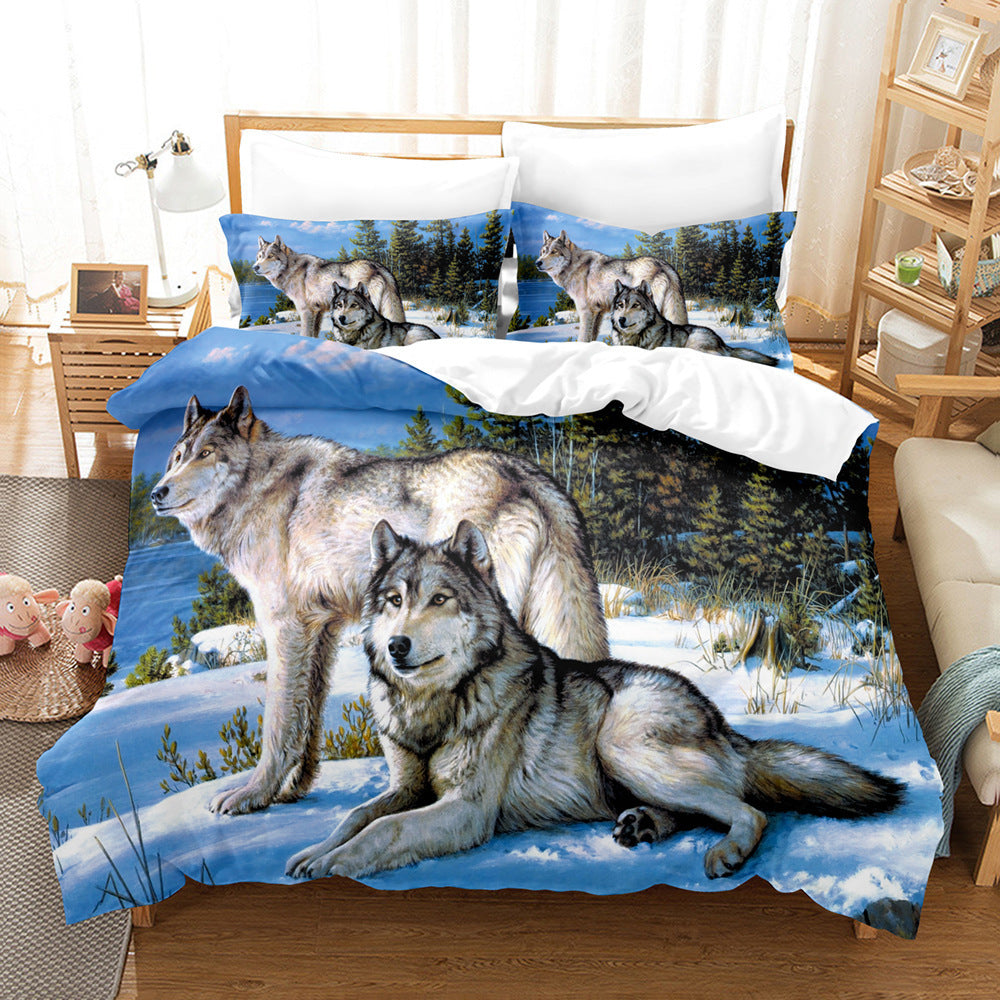 Wolf Cute Animal 3d Bedding Home Textile Down Quilt Cover