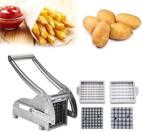 French Fries Potato Chip Cutter Stainless Steel Slicer Chipper Chopper 2 Blades