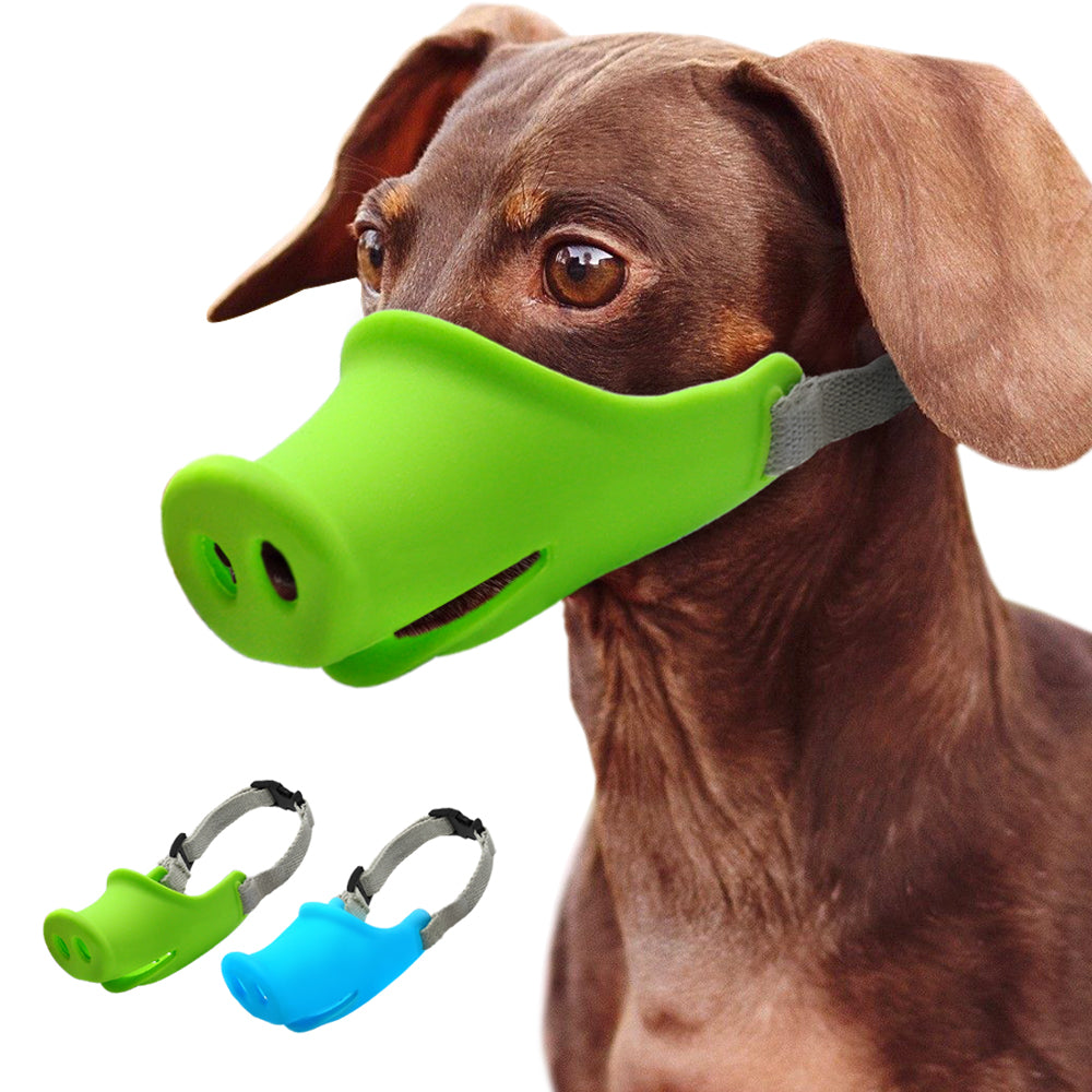 Breathable Cute Pig Dog Muzzle Silicone Anti bite