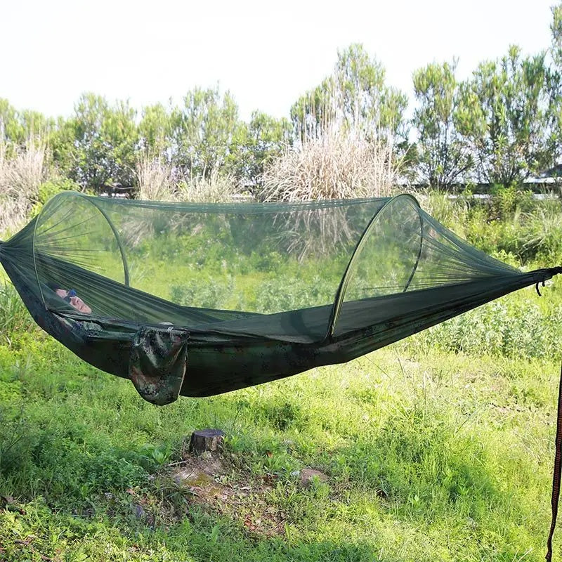 Full-automatic Quick-open Hammock With Mosquito Net Outdoor Single And Double Nylon Cloth Camping Mosquito Net Hammock