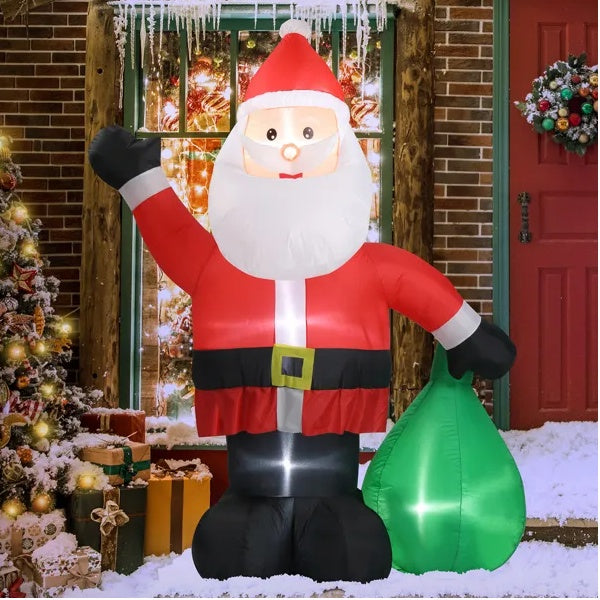 6 FT Lighted Christmas Inflatable Decoration, Inflatable Santa Claus With Large Gift Bag, Funny Blow Up Yard Decorations With Built-in LED Lights For Holiday Party Front Yard Lawn Garden Decor