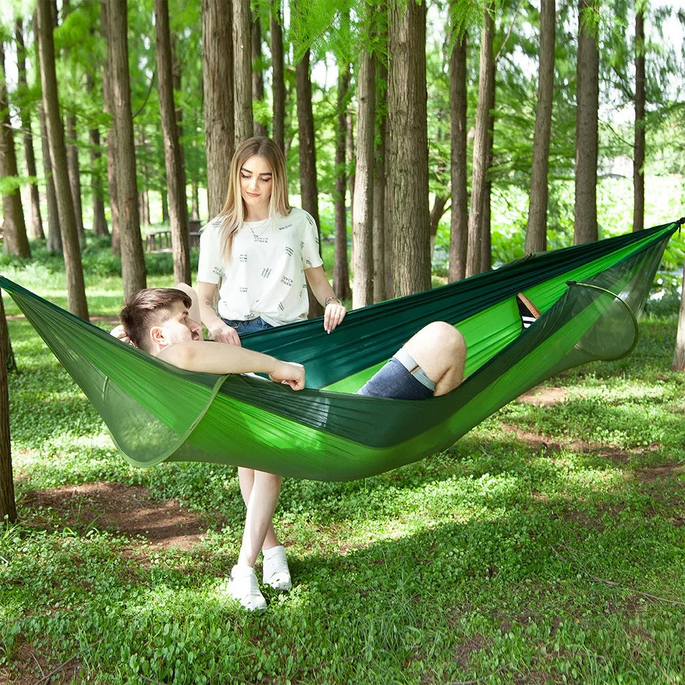 Full-automatic Quick-open Hammock With Mosquito Net Outdoor Single And Double Nylon Cloth Camping Mosquito Net Hammock