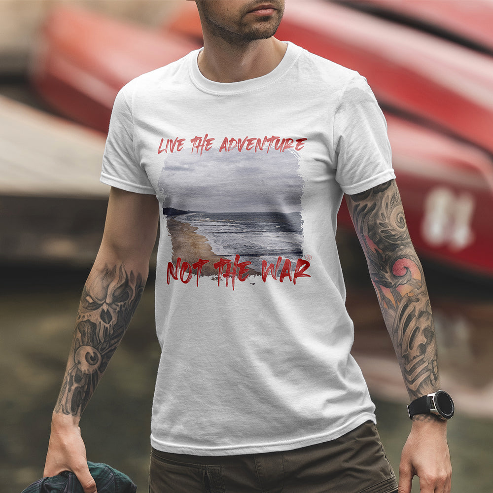 GOTS Organic Cotton T-Shirt – “Live the Adventure, Not the War” Design