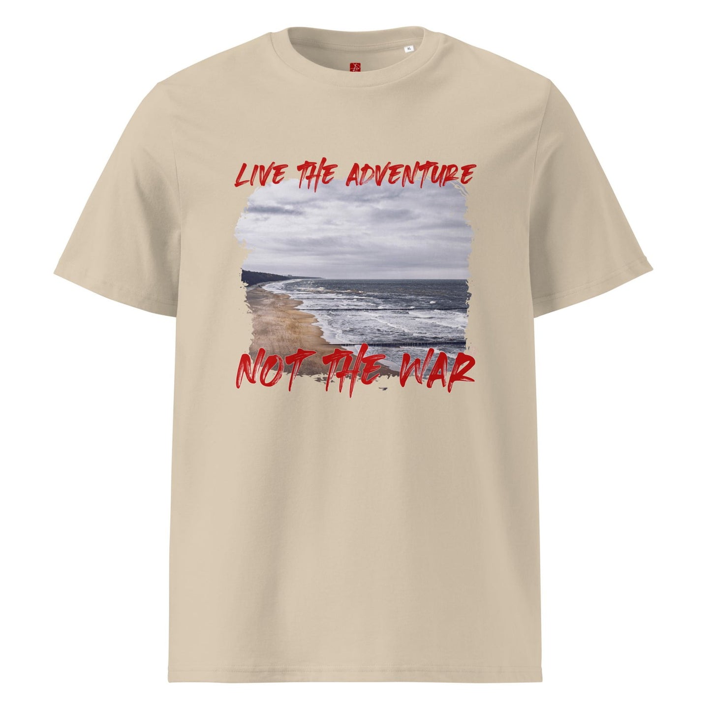 GOTS Organic Cotton T-Shirt – “Live the Adventure, Not the War” Design