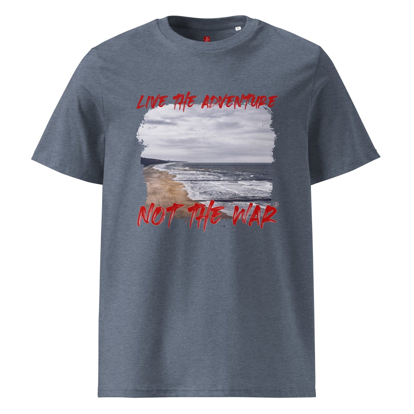 GOTS Organic Cotton T-Shirt – “Live the Adventure, Not the War” Design