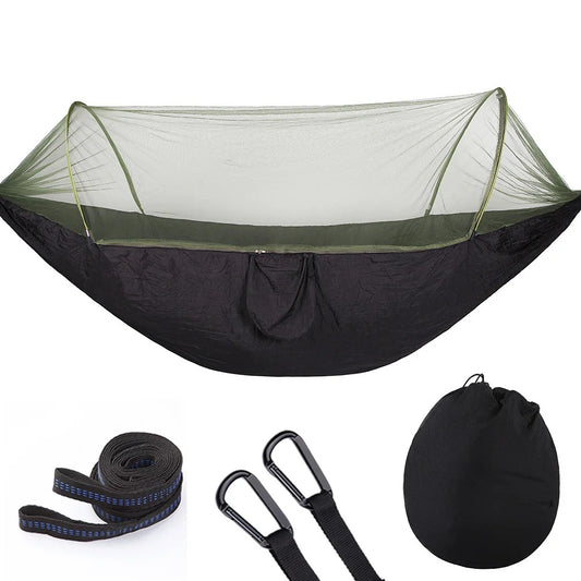 Full-automatic Quick-open Hammock With Mosquito Net Outdoor Single And Double Nylon Cloth Camping Mosquito Net Hammock