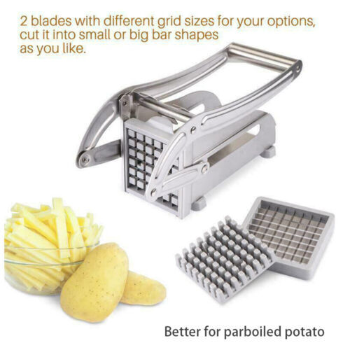 French Fries Potato Chip Cutter Stainless Steel Slicer Chipper Chopper 2 Blades