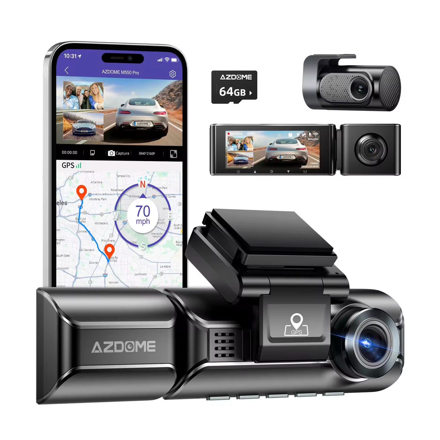 Driving Recorder 2K 1080p Built-in WIFI GPS Driving Track